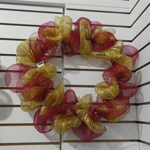 WREATH 20" WITH RIBBON BURGUNDY / GOLD