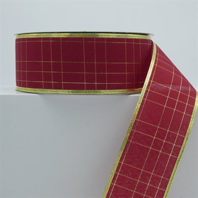 BROOCHED RIBBON 2.5" RED / GOLD