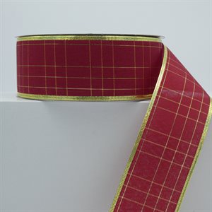 BROOCHED RIBBON 2.5" RED / GOLD