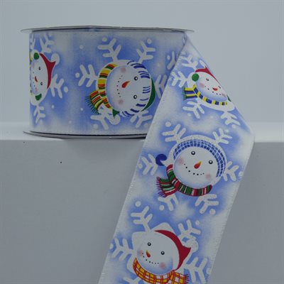 BROOCHED RIBBON 2.5" WHITE / BLUE