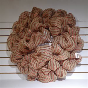 WREATH 28" WITH RED RIBBON AND NATURAL JUTE