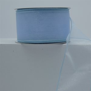 BROOCHED RIBBON 2.5" CLEAR BLUE SHEER 25 Y